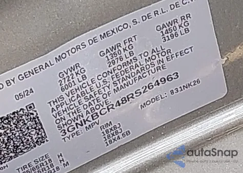 2024 Chevrolet Blazer Fwd 2Lt from USA, damaged, VIN 3GNKBCR48RS264963